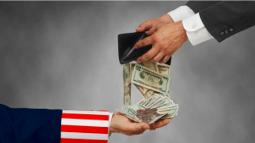 wallet of cash into the hands of Uncle Sam