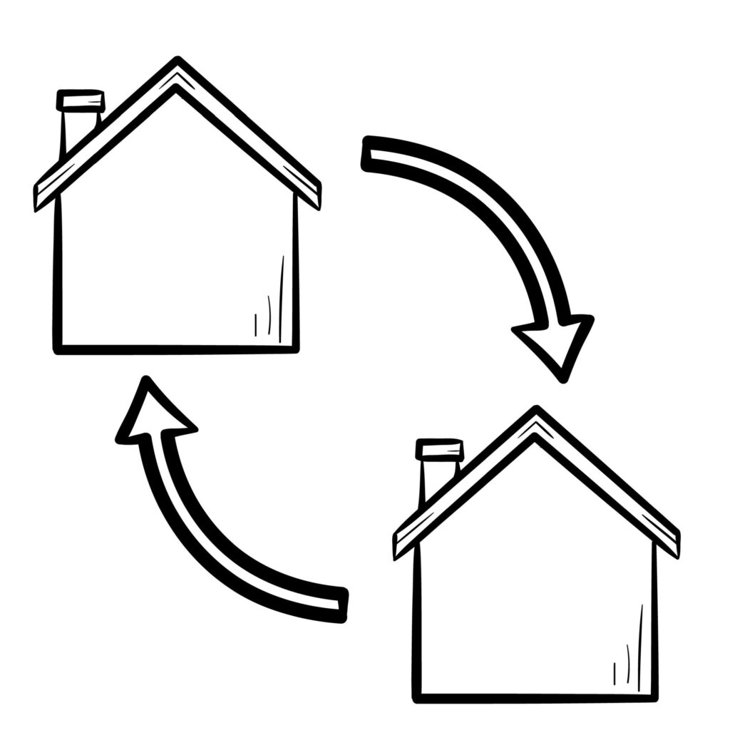graphic of a home swap, where one home is being exchanged for another
