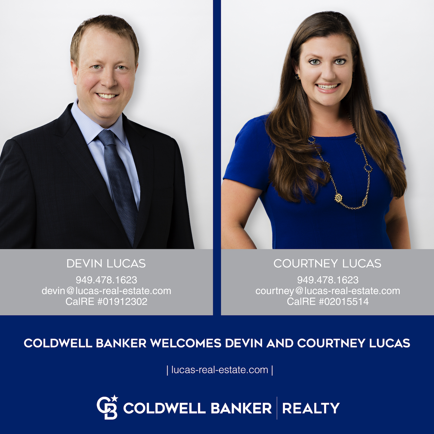 photo of Devin Lucas and Courtney Lucas with Coldwell Banker introduction