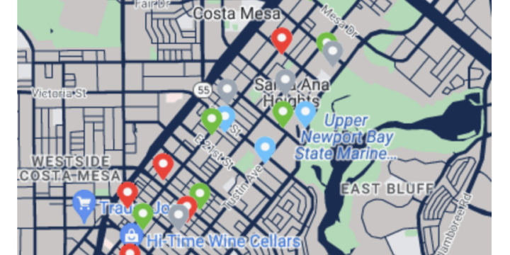 map of eastside costa mesa for sept. 2023 market report