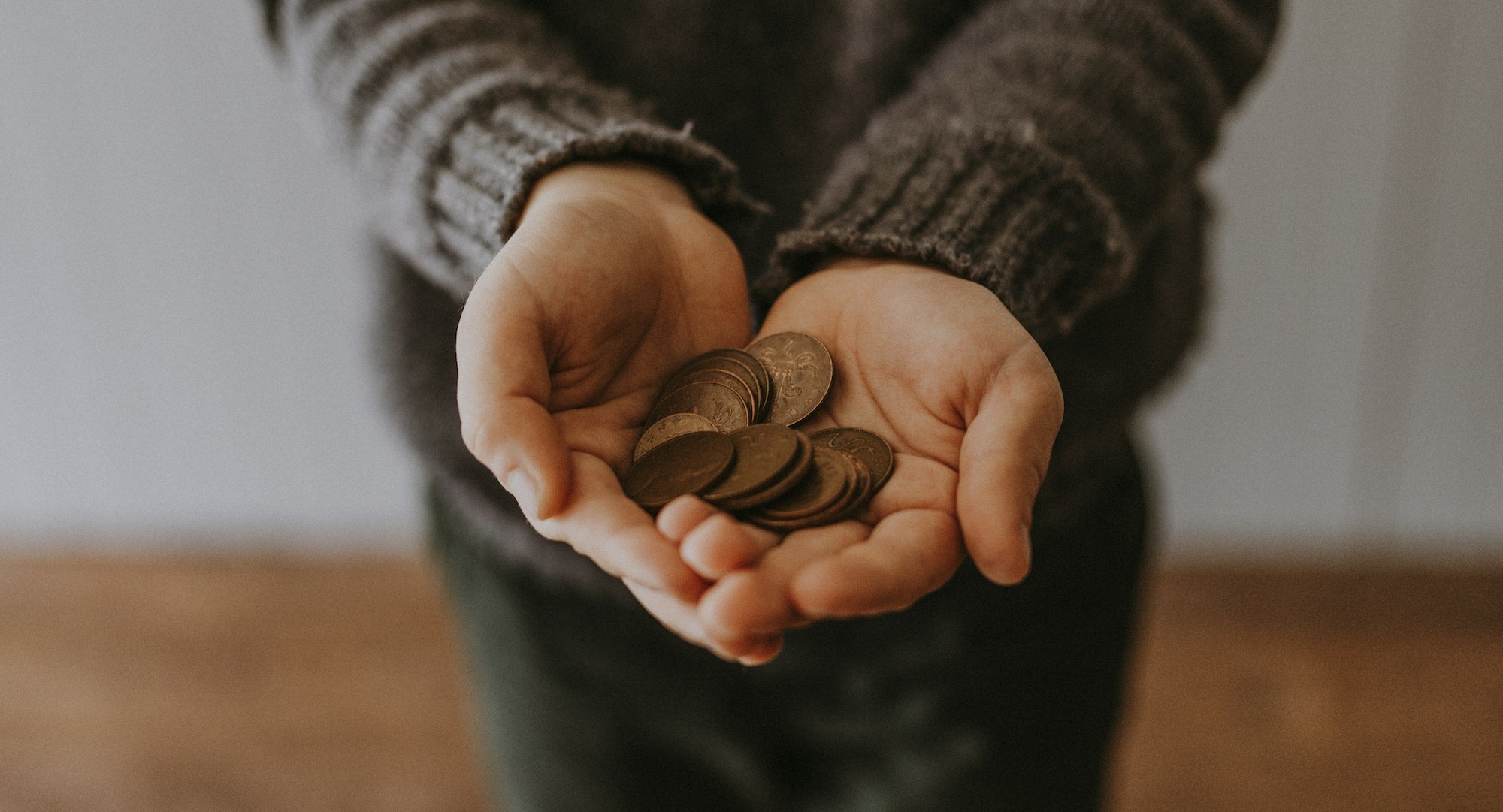 person holding out coins