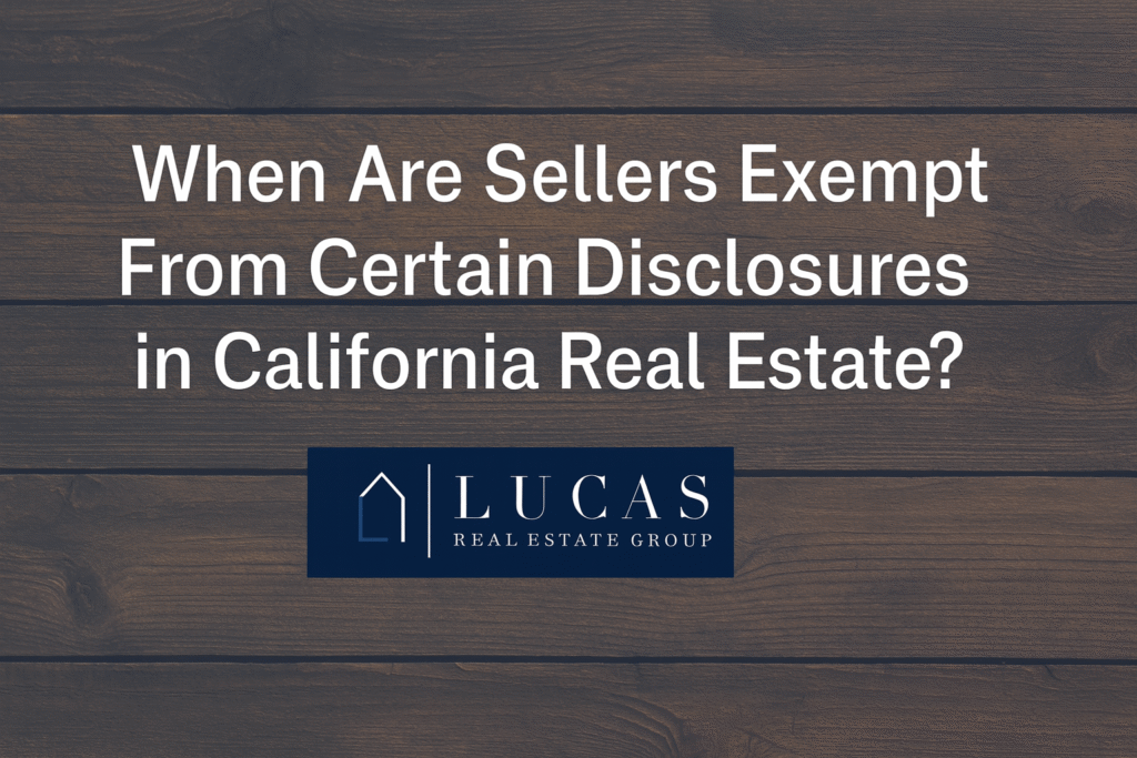 Informational graphic with a blurred apartment interior background. White text reads: 'What Happens When a Tenant Moves Out Early? A Landlord’s Guide in California' followed by bullet points: Tenant Responsibility, Landlord’s Responsibility to Re-Rent the Rental Unit, What If the Tenant Finds a Replacement?, and What Landlords Can (and Should) Do. The Lucas Real Estate Group logo is centered at the bottom.