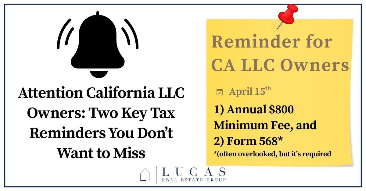 alarm clock and post it note infographic with "reminder" Attention California LLC Owners: Two Key Tax Reminders You Don’t Want to Miss