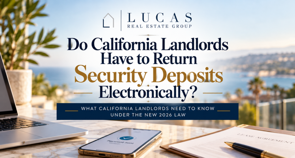 California landlord guide to electronic security deposit returns under the 2026 law for Newport Beach, Costa Mesa and Laguna Beach rental property owners.